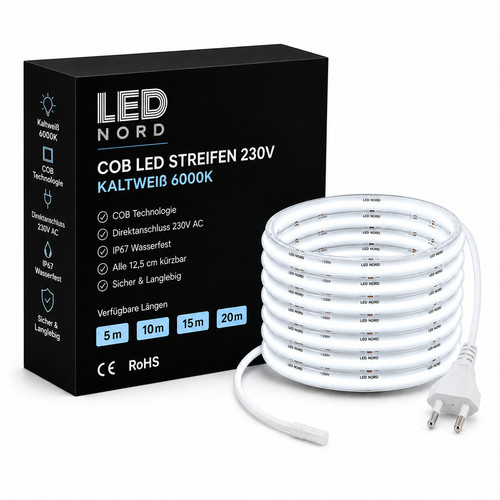 Led 230v cob streifen 6000k - 230v,